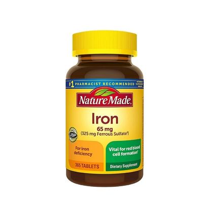 Nature Made Iron 65mg dietary supplement 365 tablets bottle